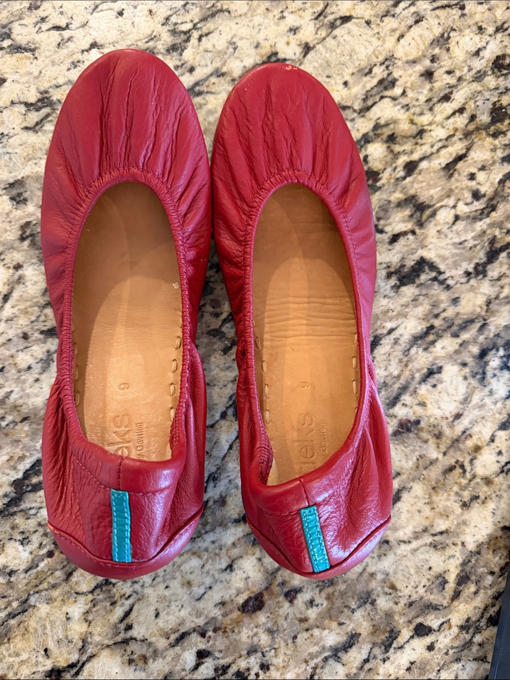 Tieks Red Leather Ballet Flats Sz 9